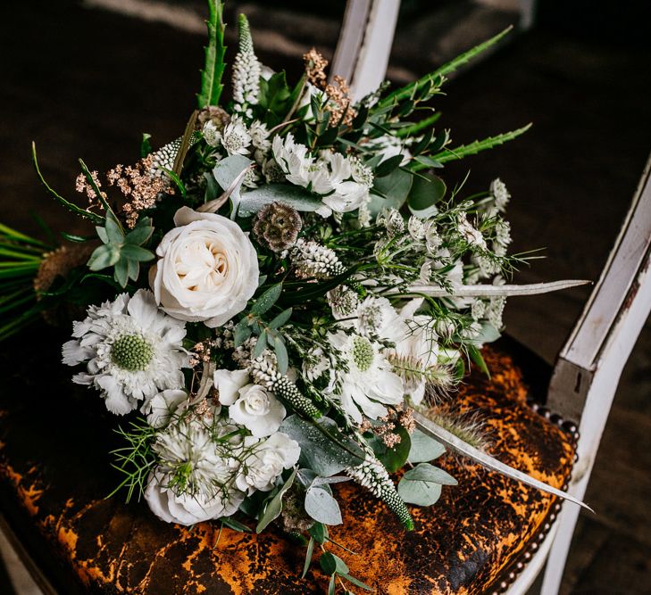 White &amp; Green Wedding Bouquet | Quirky Pub Wedding at The Bell in Ticehurst East Sussex | Epic Love Story Photography