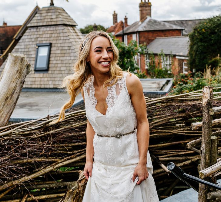 Bride in Charlie Brear Delancey Gown &amp; Belt | Quirky Pub Wedding at The Bell in Ticehurst East Sussex | Epic Love Story Photography