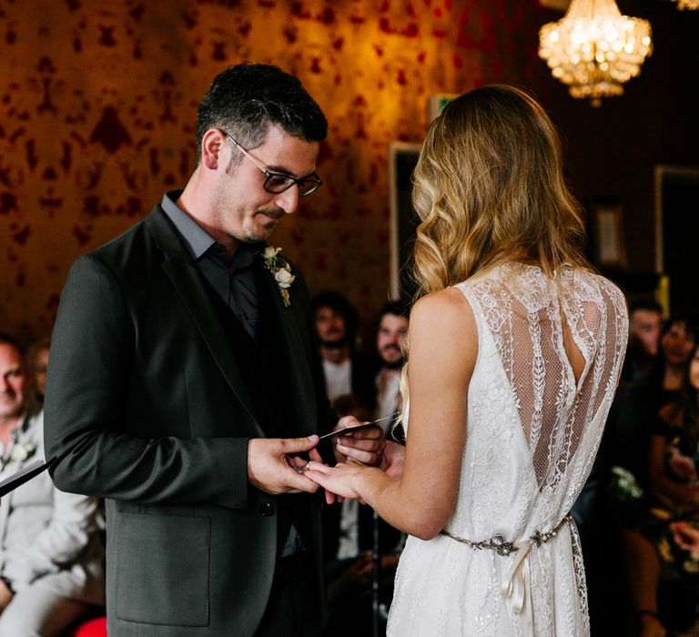 Wedding Ceremony | Bride in Charlie Brear Delancey Gown &amp; Belt | Groom in Hugo Boss Suit | Quirky Pub Wedding at The Bell in Ticehurst East Sussex | Epic Love Story Photography