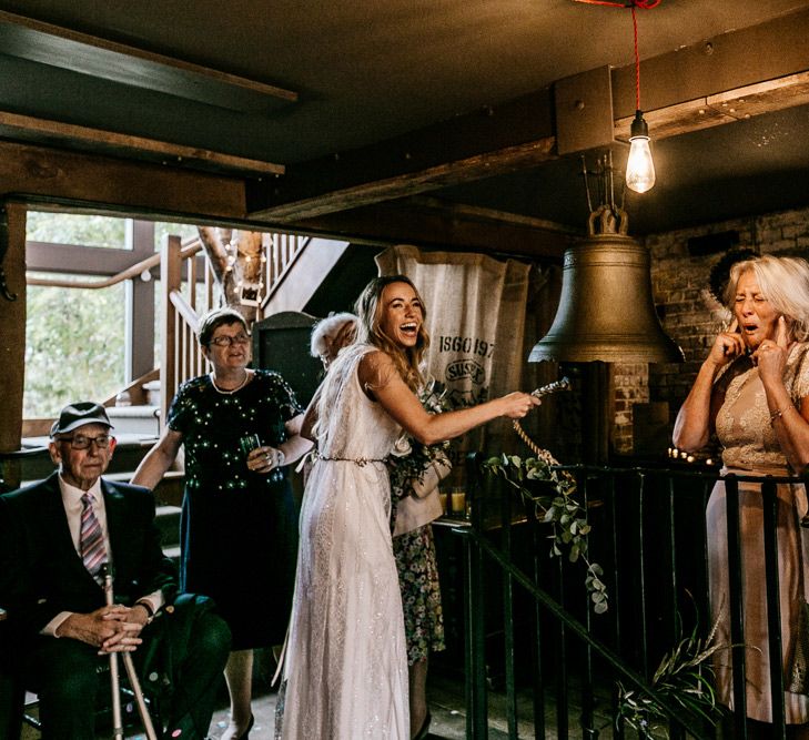 Bride in Charlie Brear Lace Gown | Quirky Pub Wedding at The Bell in Ticehurst East Sussex | Epic Love Story Photography