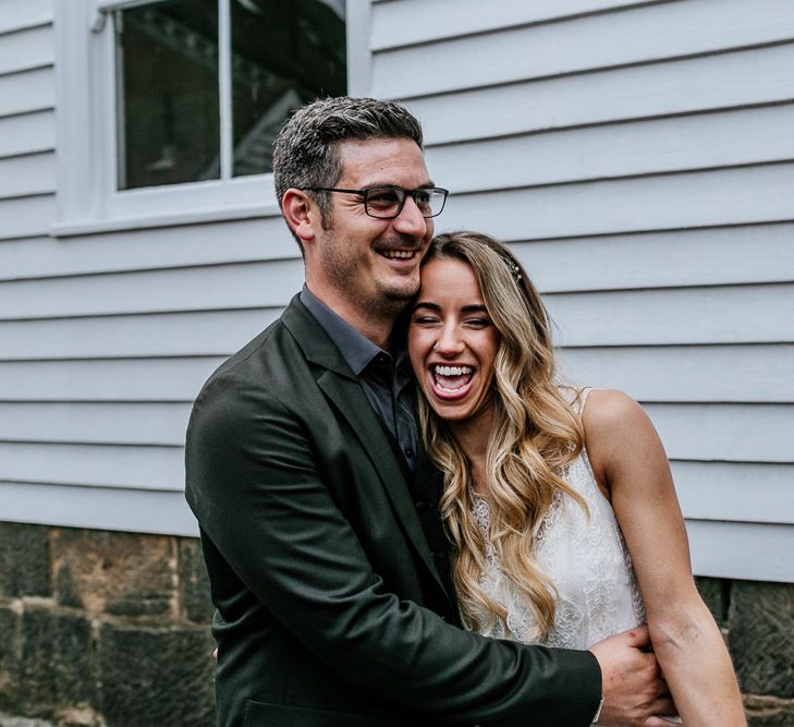 Bride in Charlie Brear Delancey Gown &amp; Belt | Groom in Hugo Boss Suit | Quirky Pub Wedding at The Bell in Ticehurst East Sussex | Epic Love Story Photography