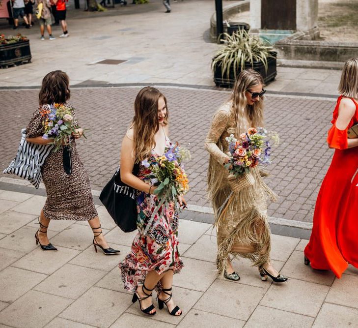 Bridal Party on the way to the Town Hall for Ceremony