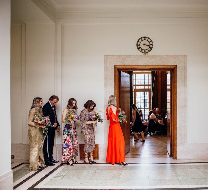 Bridal Party Waiting To Enter Town Hall Ceremony