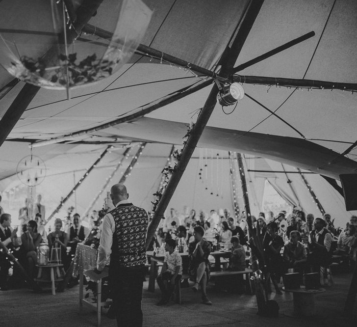 Inside tipi marquee