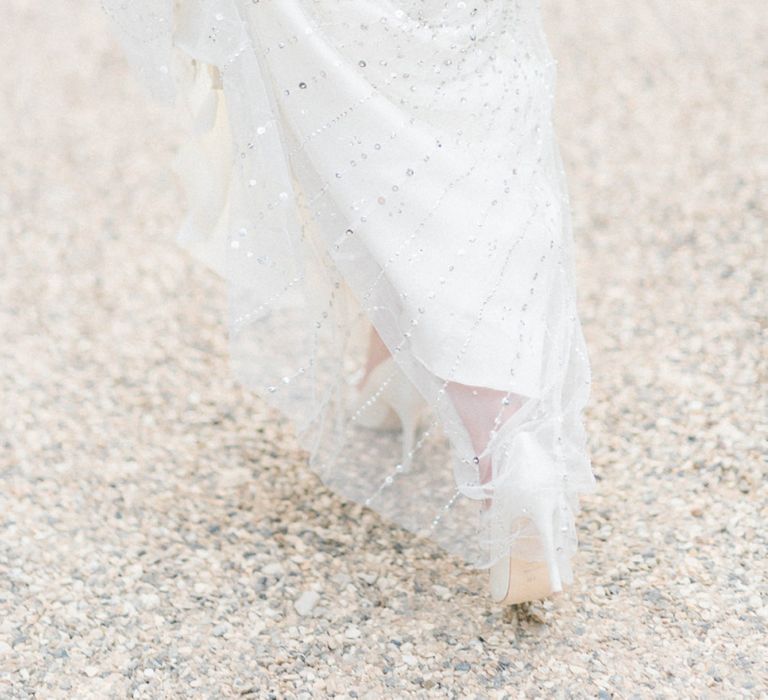 Bride in Jenny Packham Dallas, Beaded Wedding Dress