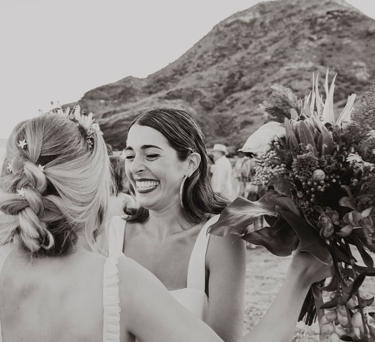 Guests at Spanish beach wedding