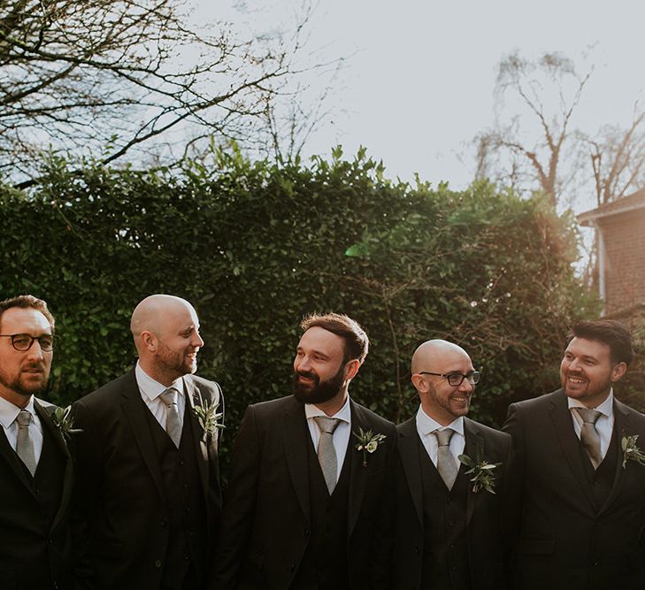 Groom with groomsmen at Burley Manor wedding