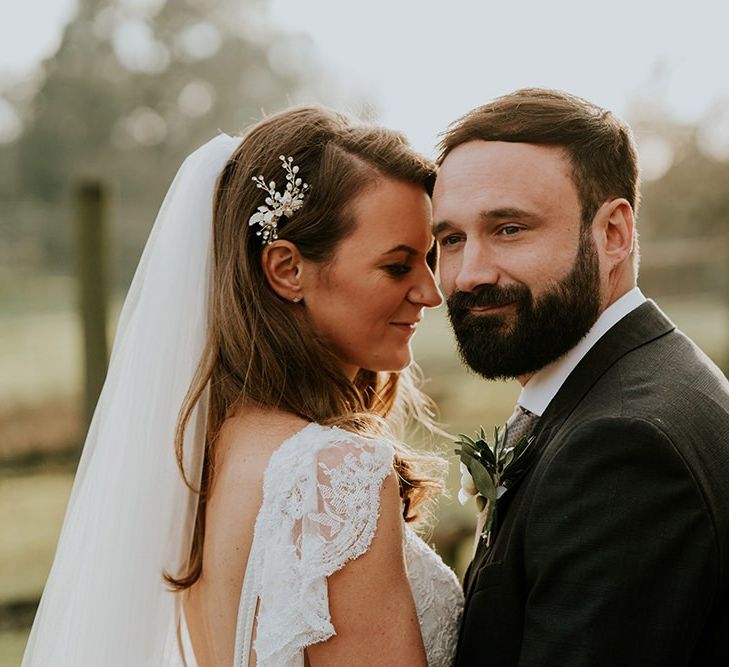 Bride and groom at Burley Manor wedding