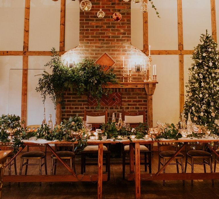 Festive wedding decor at Burley Manor