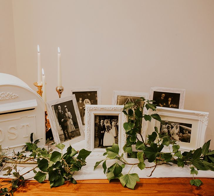 Card box and photo table wedding decor