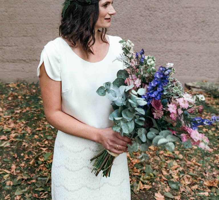 Hydrangea Wedding Bouquet // Dry Hire Wedding Venue Dilston Grove London With Bride In Sally Lacock And Groom In Mr Start With Images From Joasis Photography