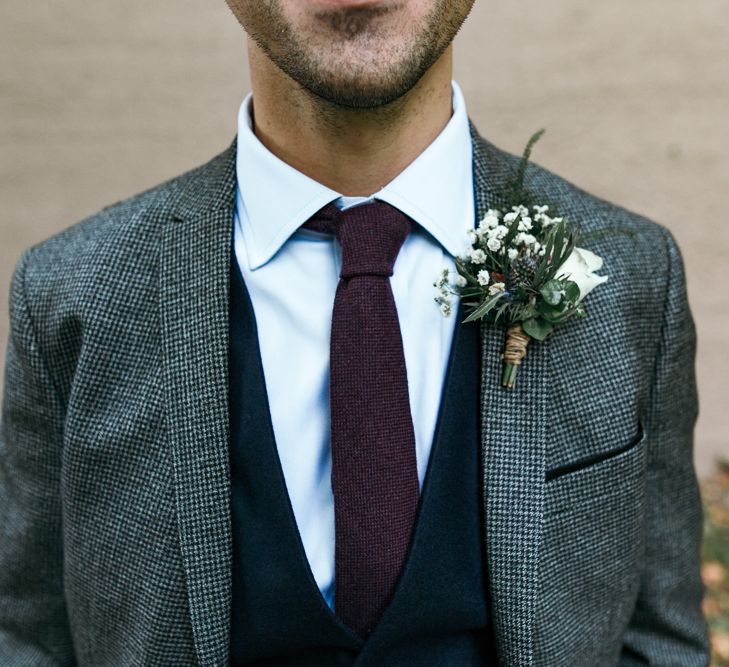 Rustic Buttonhole For Wedding // Dry Hire Wedding Venue Dilston Grove London With Bride In Sally Lacock And Groom In Mr Start With Images From Joasis Photography