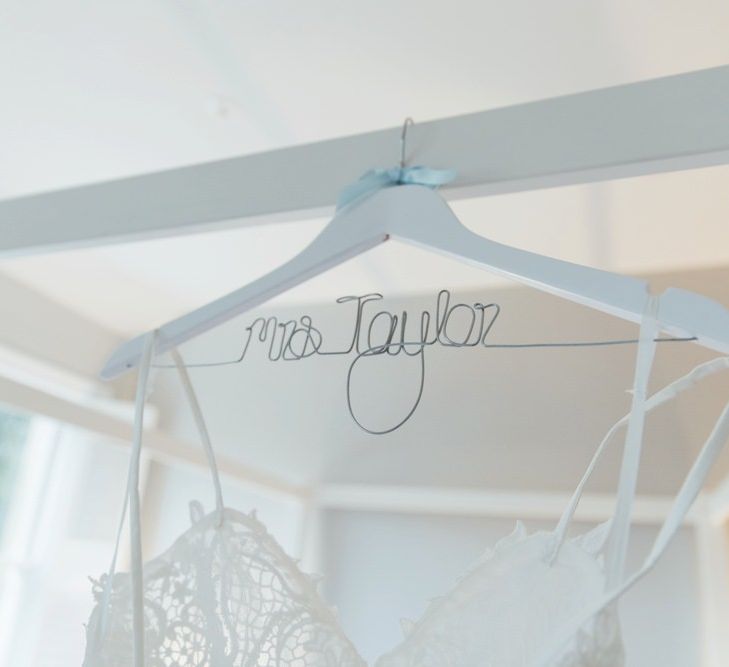 Personal Bridal Hanger for Dress | Made With Love Ella Dress | French Rustic at Northbrook Park in Surrey | Images by Charlotte Bryer-Ash