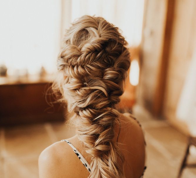 Braided updo for bride