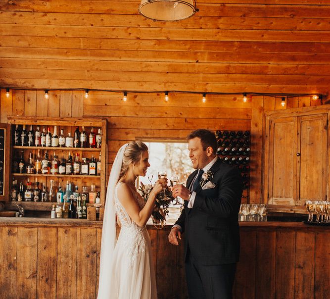 Bride and groom have a moment together