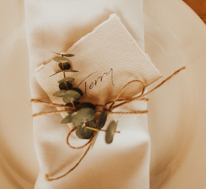 Wedding place setting at Nancarrow Farm