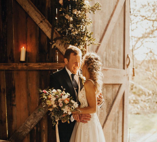 Bride with blush bouquet