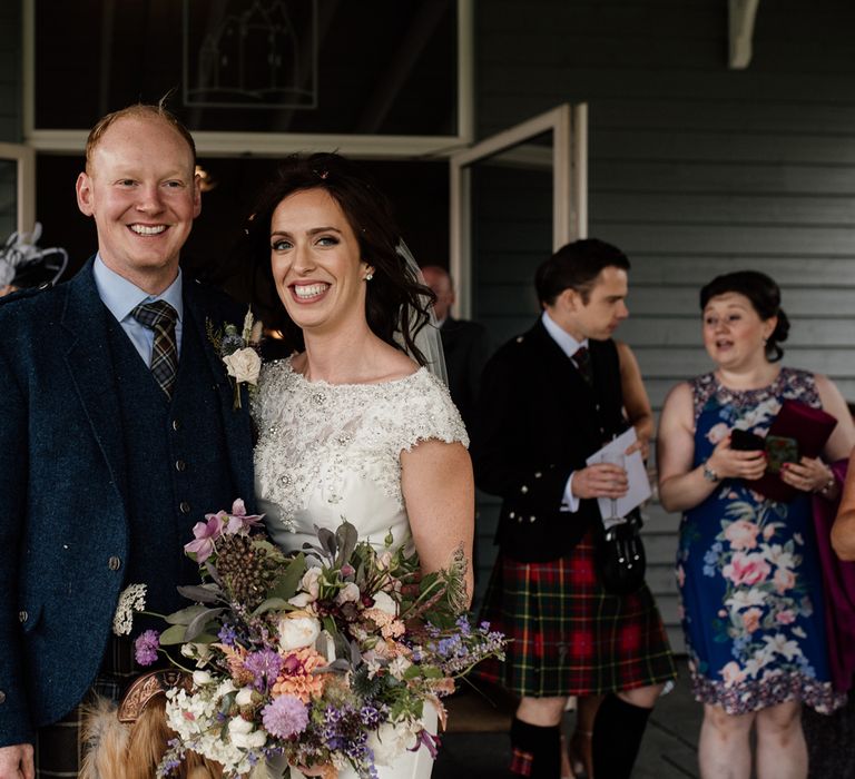 Bride and groom portrait by Aberdeen wedding photographer