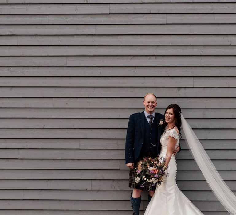 Bride and groom portrait by  Aberdeen wedding photographer