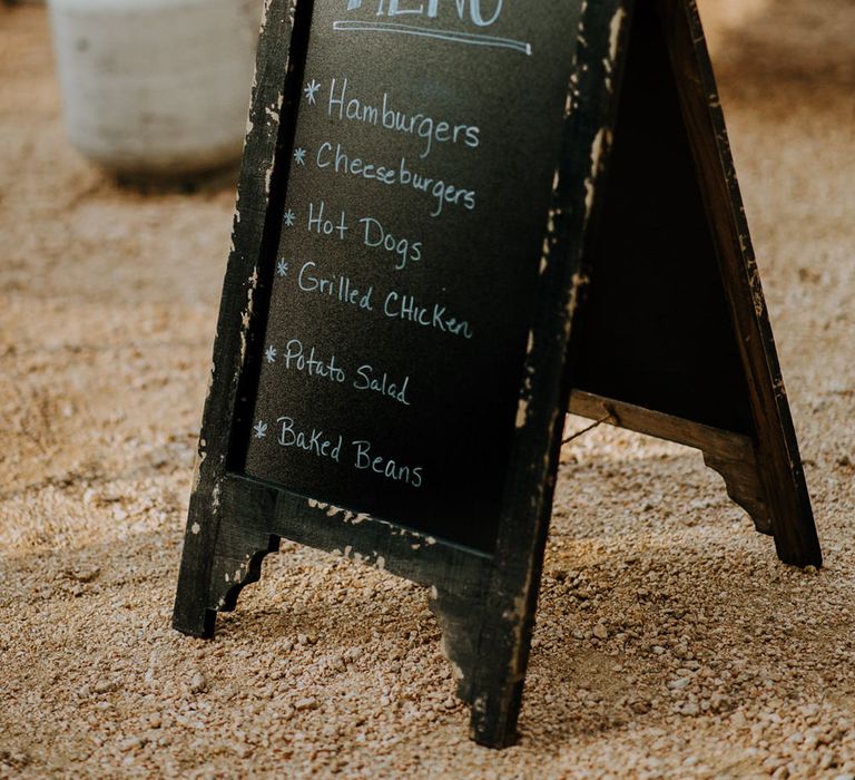 Chalkboard Menu | Rifle Paper Co. Trainers for Informal Wedding in Fort Worth, Texas | Paul &amp; Nanda Photography