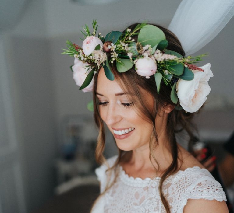 Bridal beauty with flower crown