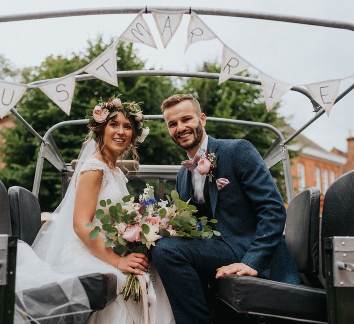 Just Married bunting for bride and groom