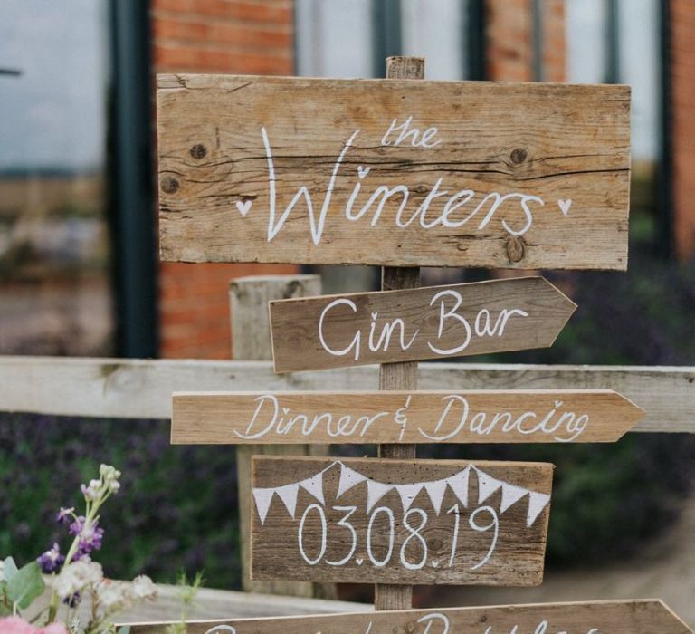 DIY Wedding decor with wooden wedding signs