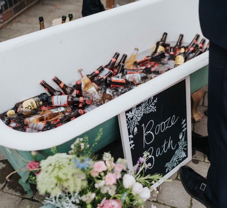 Booze bath at DIY wedding