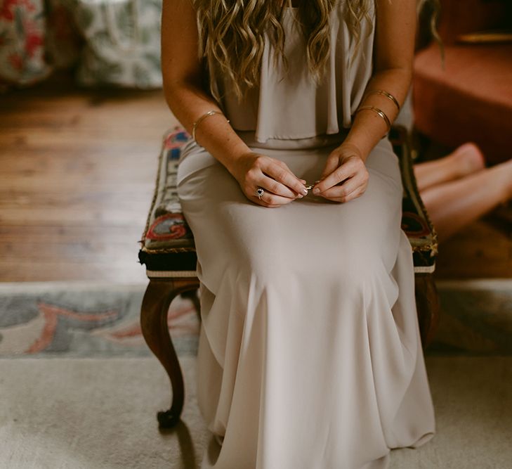 Bridesmaid in Show Me Your Mumu Gown &amp; Flower Crown | Outdoor Boho Wedding at Chateau le Tour, France | Adam and Grace Photography | Head and Heart Films