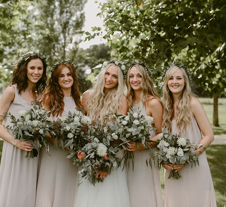 Bridal Party | Bride in Daalarna Bridal Gown | Bridesmaids in Show Me Your Mumu Dresses | Outdoor Boho Wedding at Chateau le Tour, France | Adam and Grace Photography | Head and Heart Films