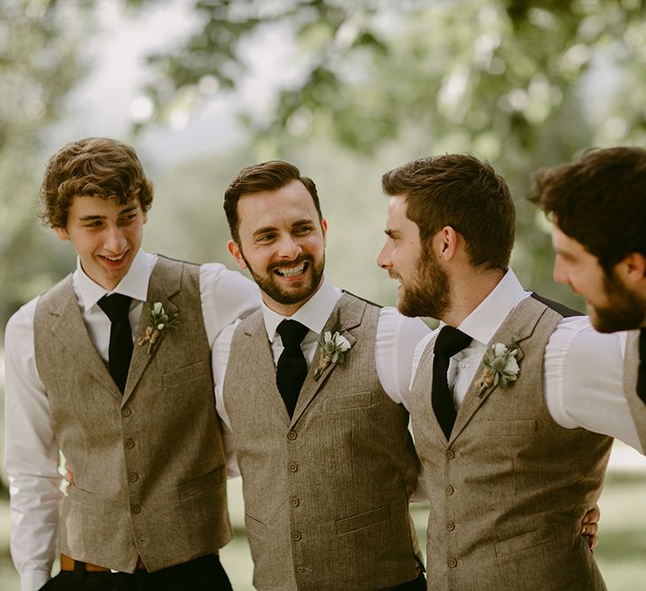 Groomsmen in Waistcoats | Outdoor Boho Wedding at Chateau le Tour, France | Adam and Grace Photography | Head and Heart Films