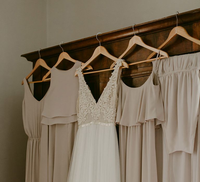 Bridal Wear | Daalarna Bridal Gown | Show me Your Mumu Bridesmaid Dresses | Outdoor Boho Wedding at Chateau le Tour, France | Adam and Grace Photography | Head and Heart Films