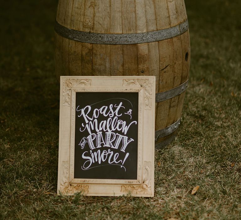 Smore's Dessert Station | Festoon Lit Outdoor Boho Wedding at Chateau le Tour, France | Adam and Grace Photography | Head and Heart Films