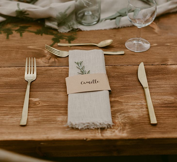 Place Setting | Festoon Lit Outdoor Boho Wedding at Chateau le Tour, France | Adam and Grace Photography | Head and Heart Films