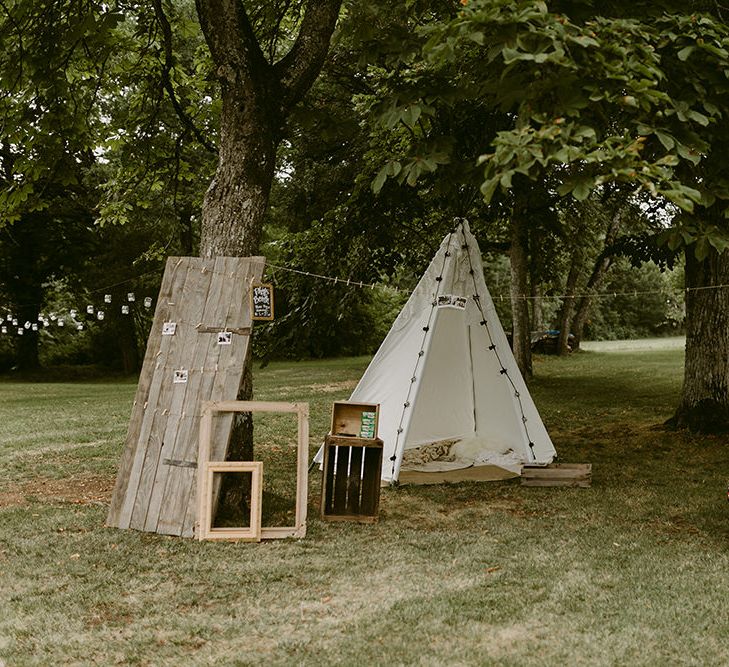 Wedding Decor | Festoon Lit Outdoor Boho Wedding at Chateau le Tour, France | Adam and Grace Photography | Head and Heart Films