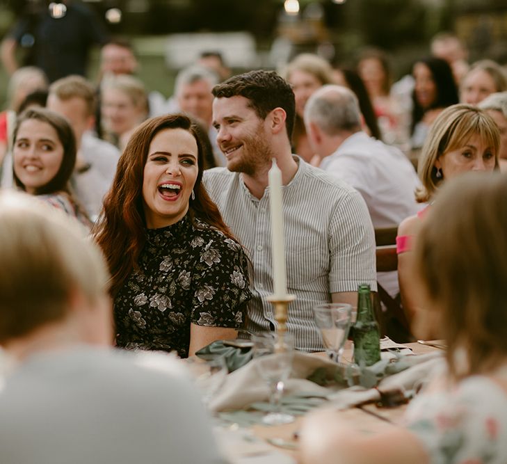 Festoon Lit Outdoor Boho Wedding at Chateau le Tour, France | Adam and Grace Photography | Head and Heart Films