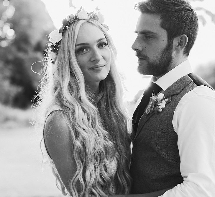 Bride in Daalarna Bridal Gown | Groom in Waistcoat | Outdoor Boho Wedding at Chateau le Tour, France | Adam and Grace Photography | Head and Heart Films