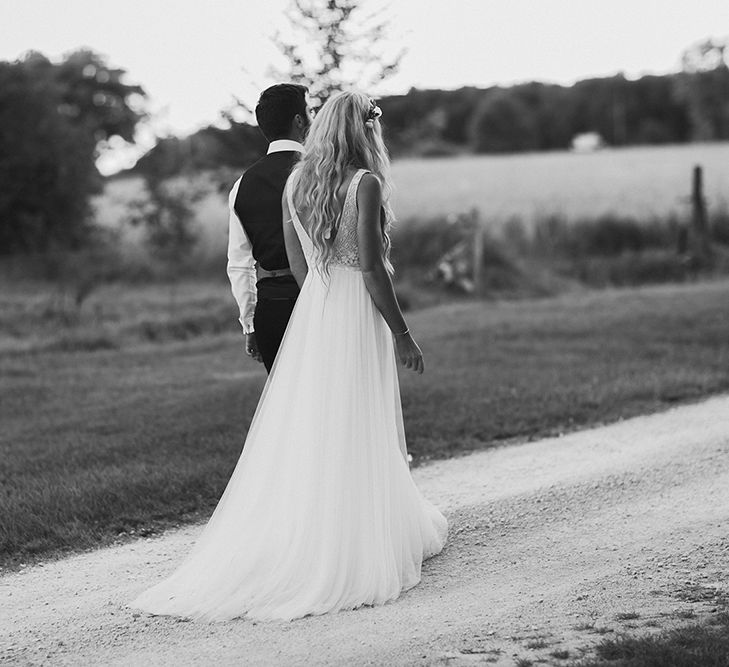 Bride in Daalarna Bridal Gown | Groom in Waistcoat | Outdoor Boho Wedding at Chateau le Tour, France | Adam and Grace Photography | Head and Heart Films