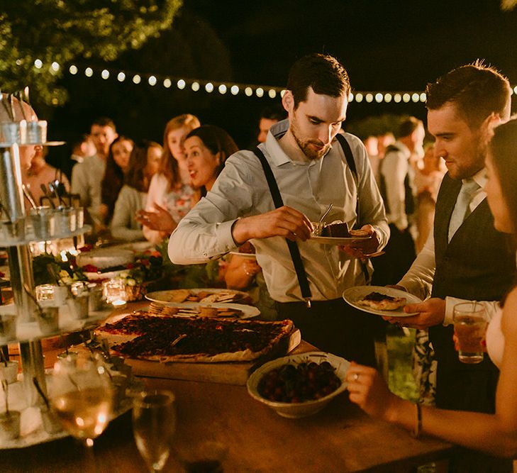 Festoon Lit Outdoor Boho Wedding at Chateau le Tour, France | Adam and Grace Photography | Head and Heart Films