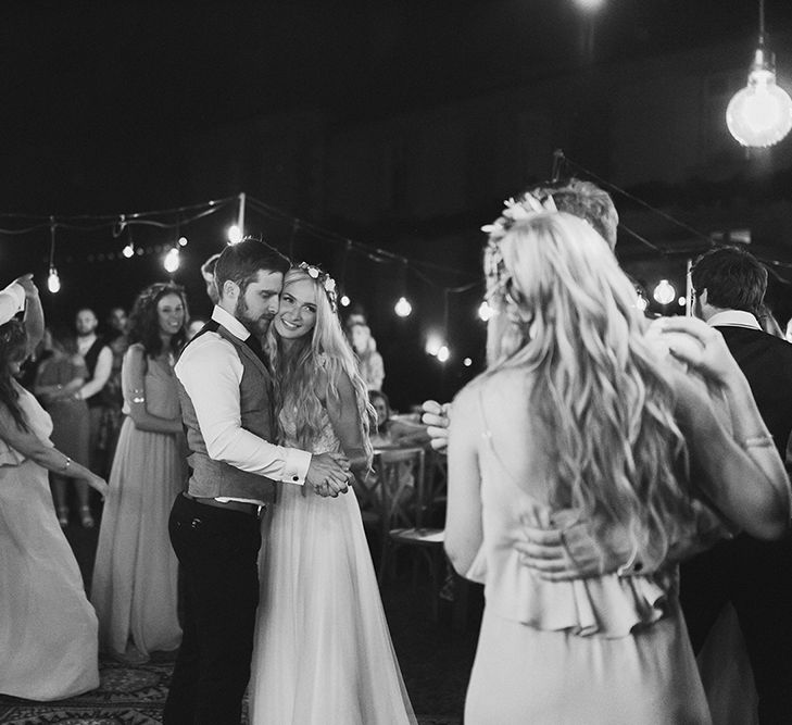 First Dance | Bride in Daalarna Bridal Gown | Groom in Waistcoat | Outdoor Boho Wedding at Chateau le Tour, France | Adam and Grace Photography | Head and Heart Films