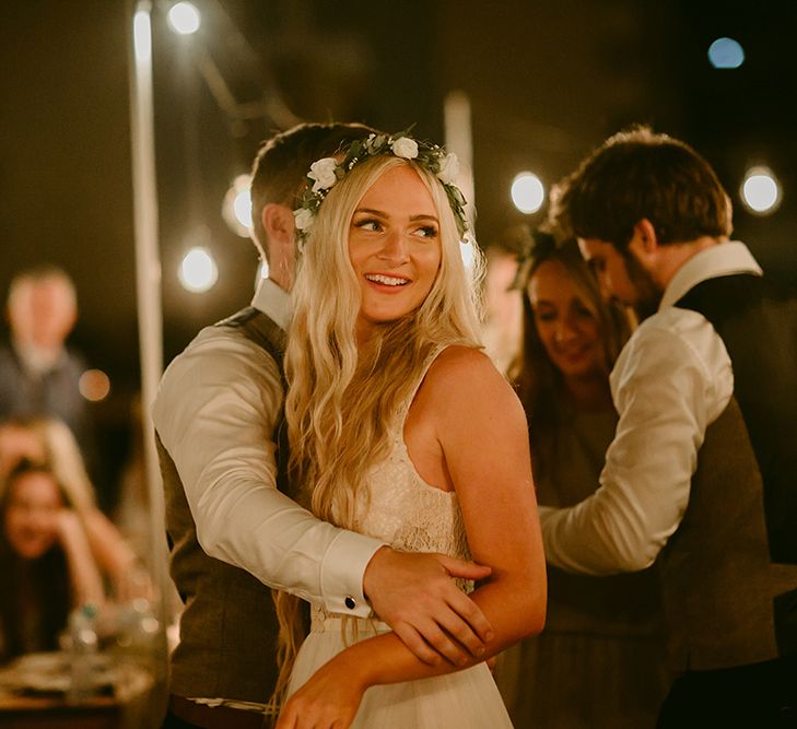 First Dance | Bride in Daalarna Bridal Gown | Groom in Waistcoat | Outdoor Boho Wedding at Chateau le Tour, France | Adam and Grace Photography | Head and Heart Films