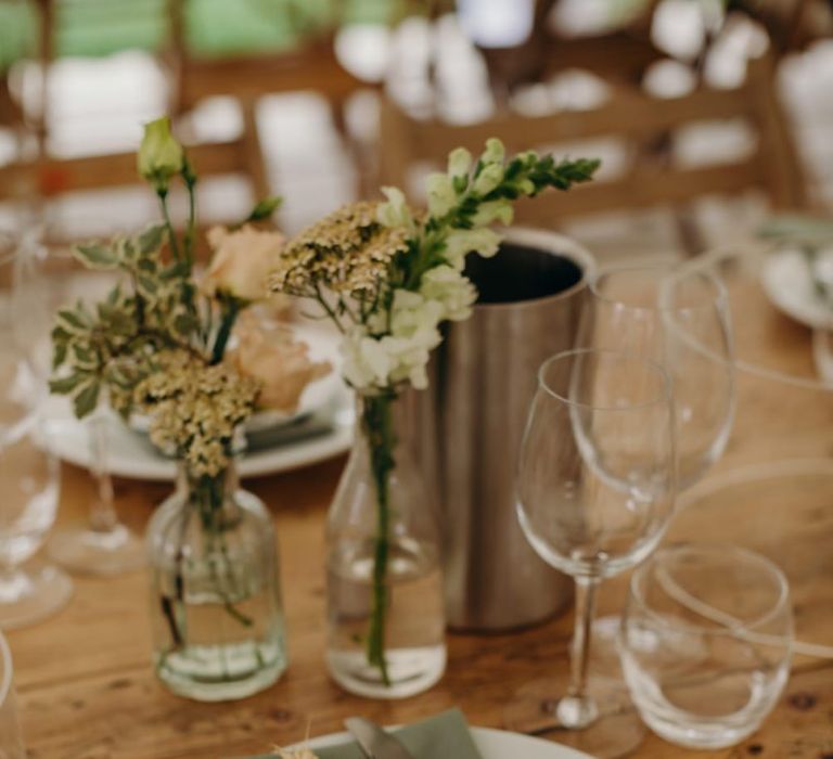 Wedding place setting in marquee