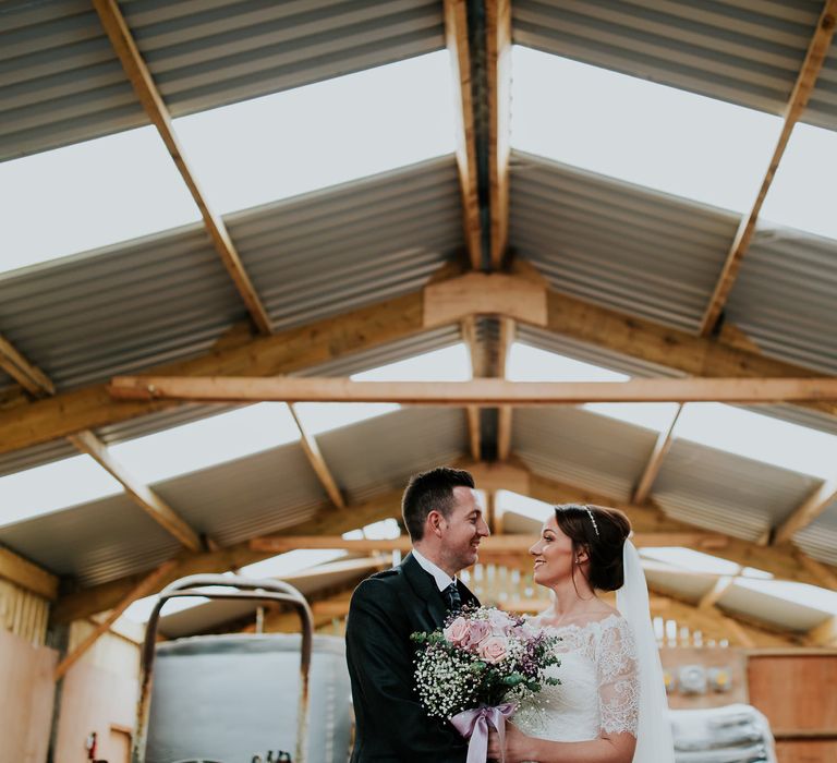 Elegant Scottish Wedding At Kirknewton Stables With Lilac Colour Palette Semi Naked Wedding Cake And Images From Ross Alexander Photography