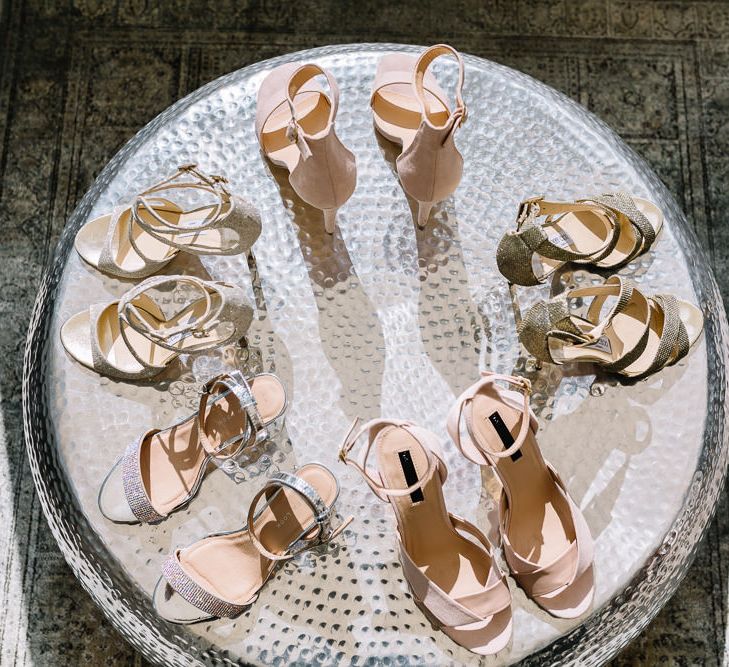 Table of Bridal and Bridesmaid Shoes