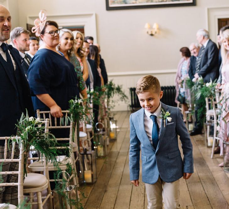 Page Boy in Chino's and Blazer Walking Down The Aisle