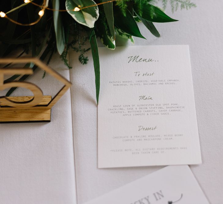 Wedding Stationery Menu Card