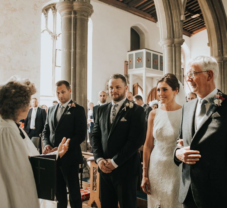 Bride and groom at church wedding ceremony