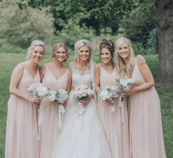 Bride In La Sposa Wedding Dress // Pink Ruffled Chair Covers For Romantic Pastel Pink Wedding At Dorton House With Bride In La Sposa And Images From Julia &amp; You Photography