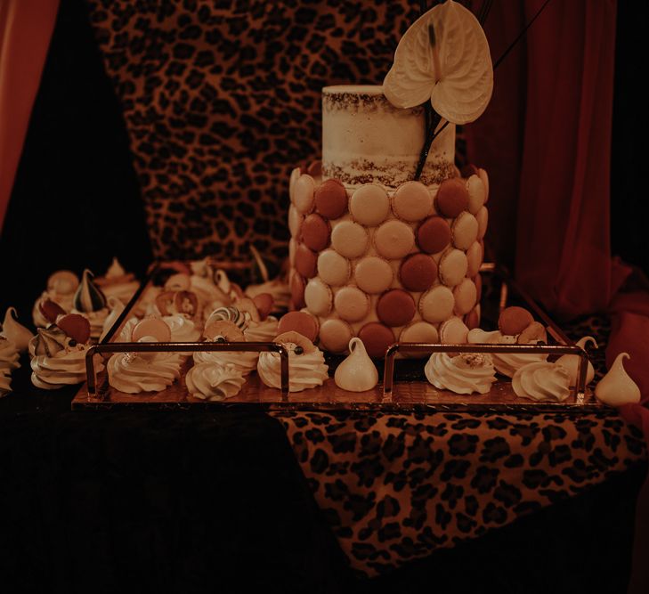 Dessert table with macaroon decor