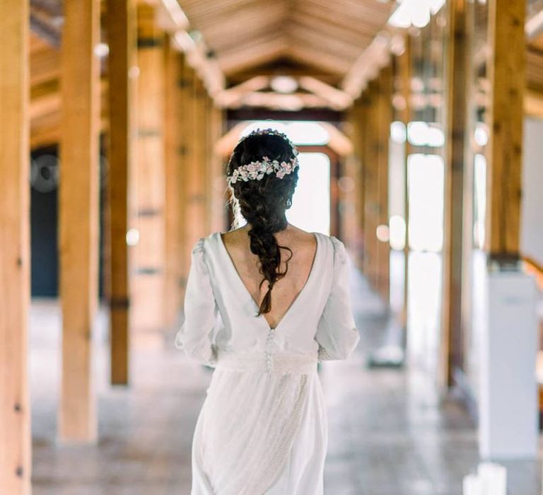 Bride with fishtail braided hair